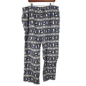 Hanna Andersson Penguin Print Pajama Pants XL Womens Grey Pull On Christmas